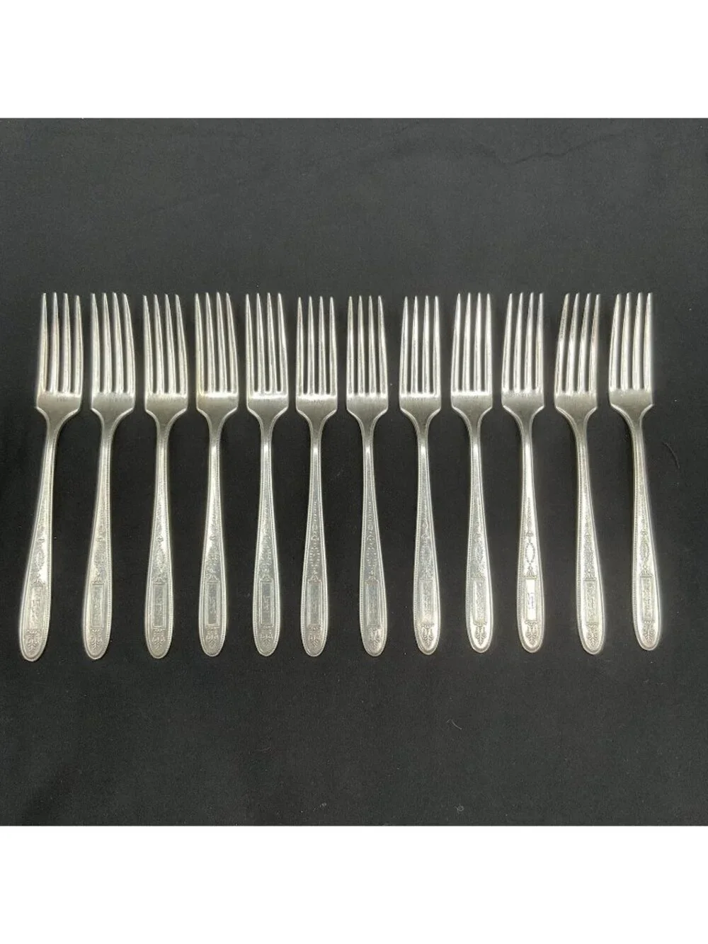 Lot of 12 Community Plate Silverplate Salad Forks Monogram H Vintage Flatware